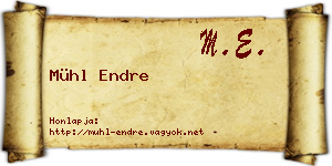 Mühl Endre névjegykártya